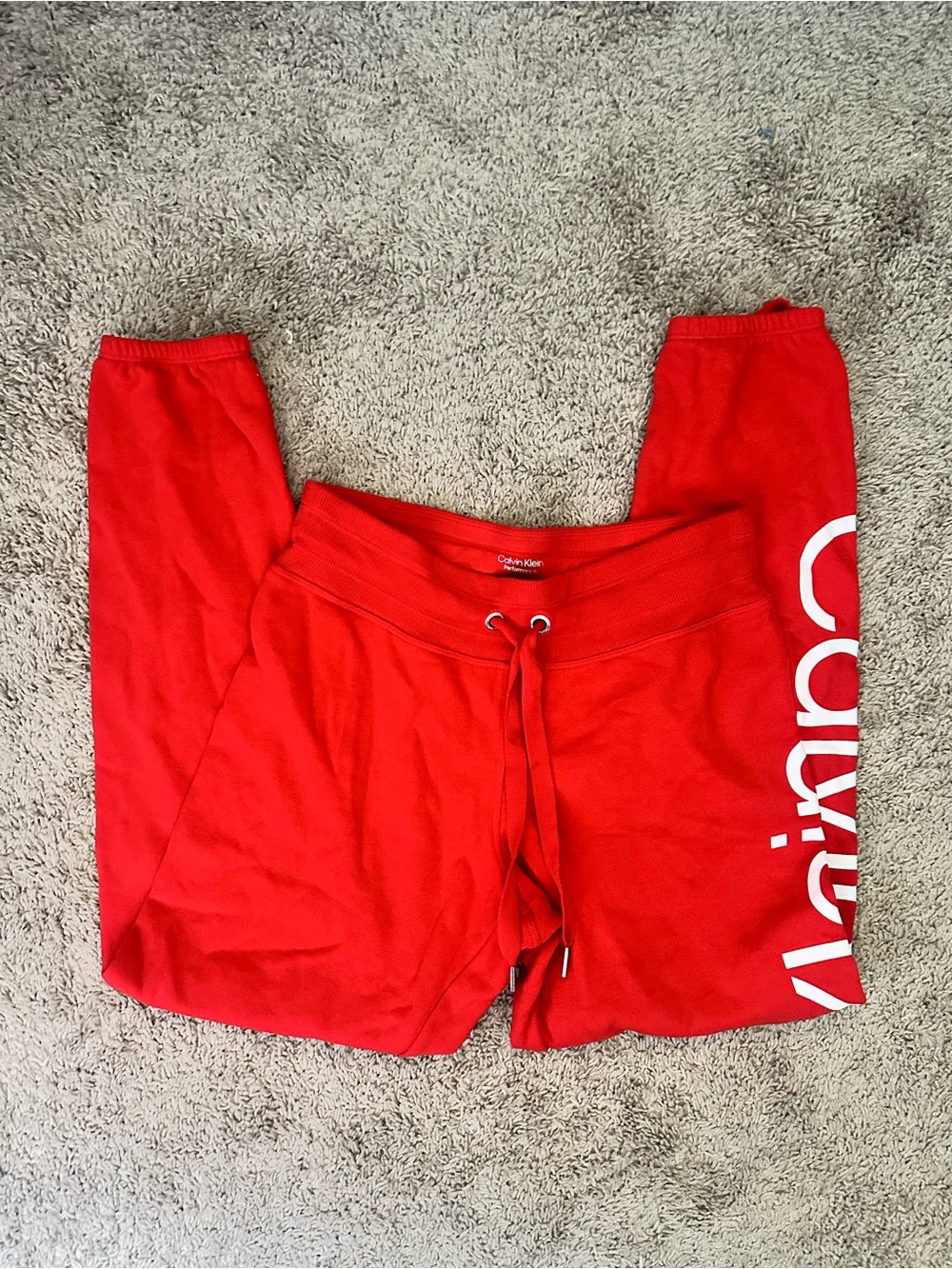 Calvin Klein Kids Red Jogger Sweatpants with Side Logo